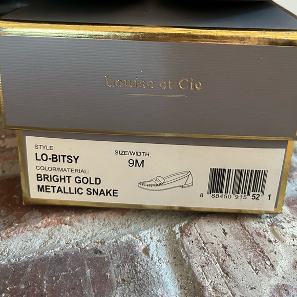 💗Louise Et Cie Gold Metallic Snake Embossed Leather Penny Loafers - size 9. - Picture 9 of 14